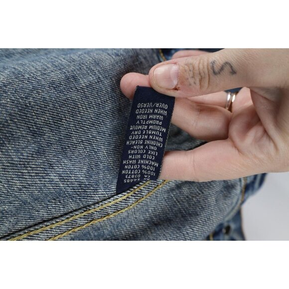 Vintage Y2K American Eagle Outfitters Mens Small Faded Denim Jean Trucker Jacket - Picture 13 of 16